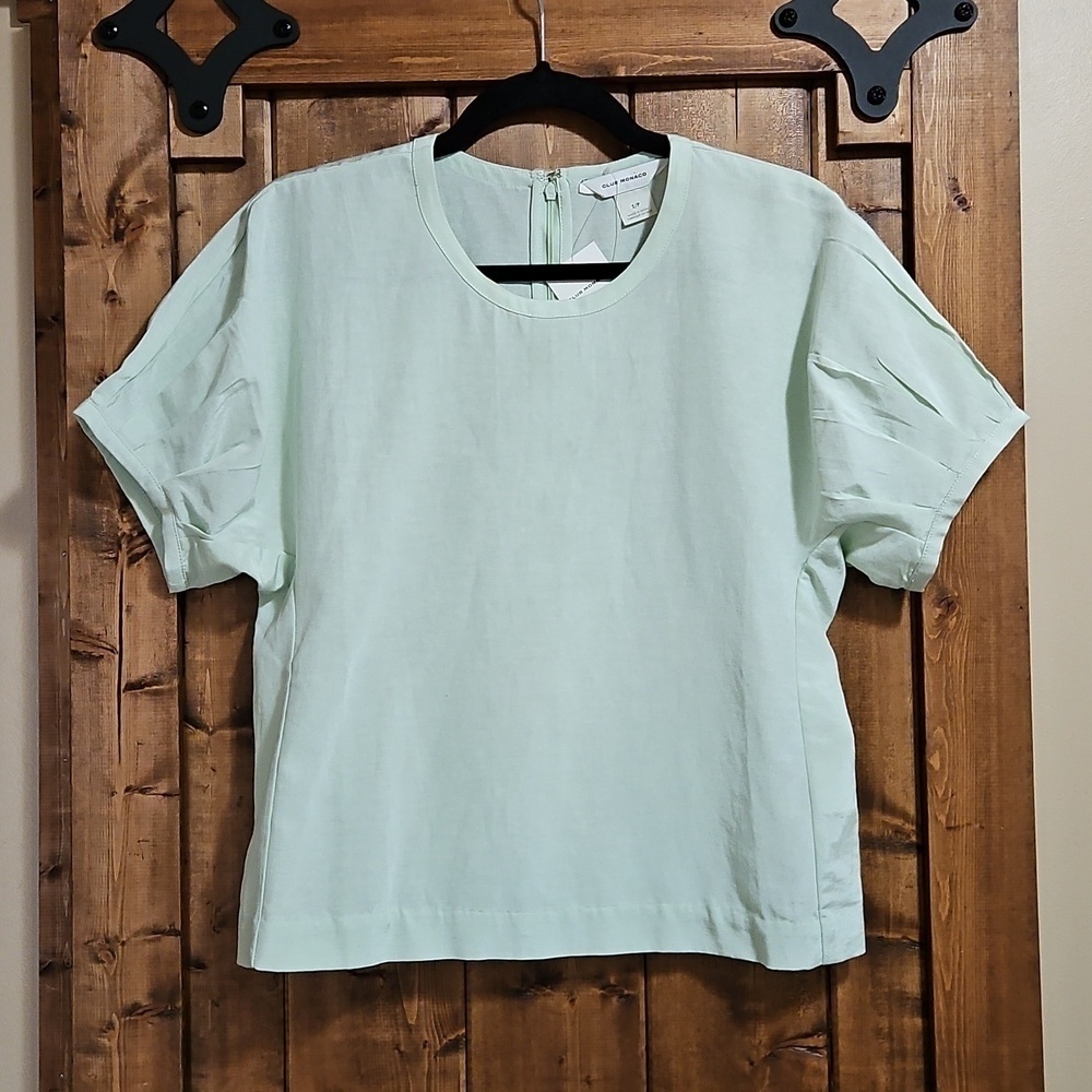 Club Monaco Mint Green Sculptured Short Sleeve Top Size S
